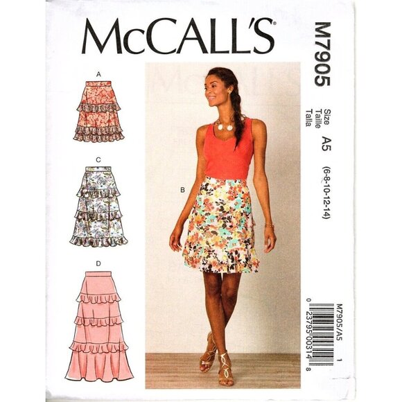 McCall's M7905 Misses 6 to 14 Mini and Maxi Tiered Skirts Uncut Sewing Pattern - Picture 1 of 2